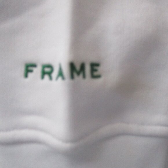 FRAME ~ Team Frame Varsity White Embroidered Sweatshirt ~ French Terry ~ L / XL - Picture 7 of 9